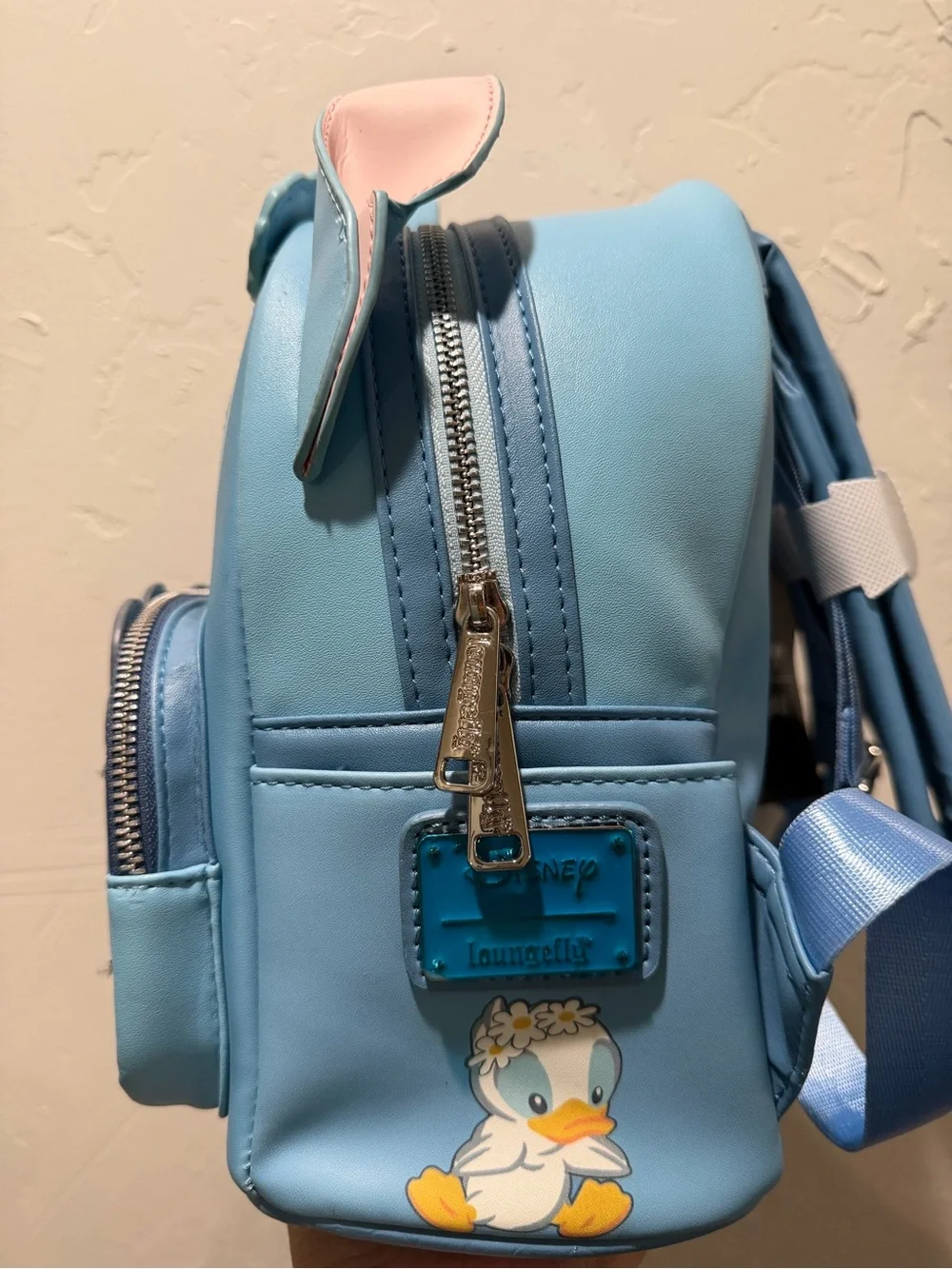 Loungefly Blue Character Backpack with Frog & Duck Appliqués